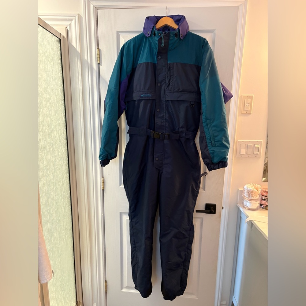 Vintage Columbia Teal and Navy Snowsuit